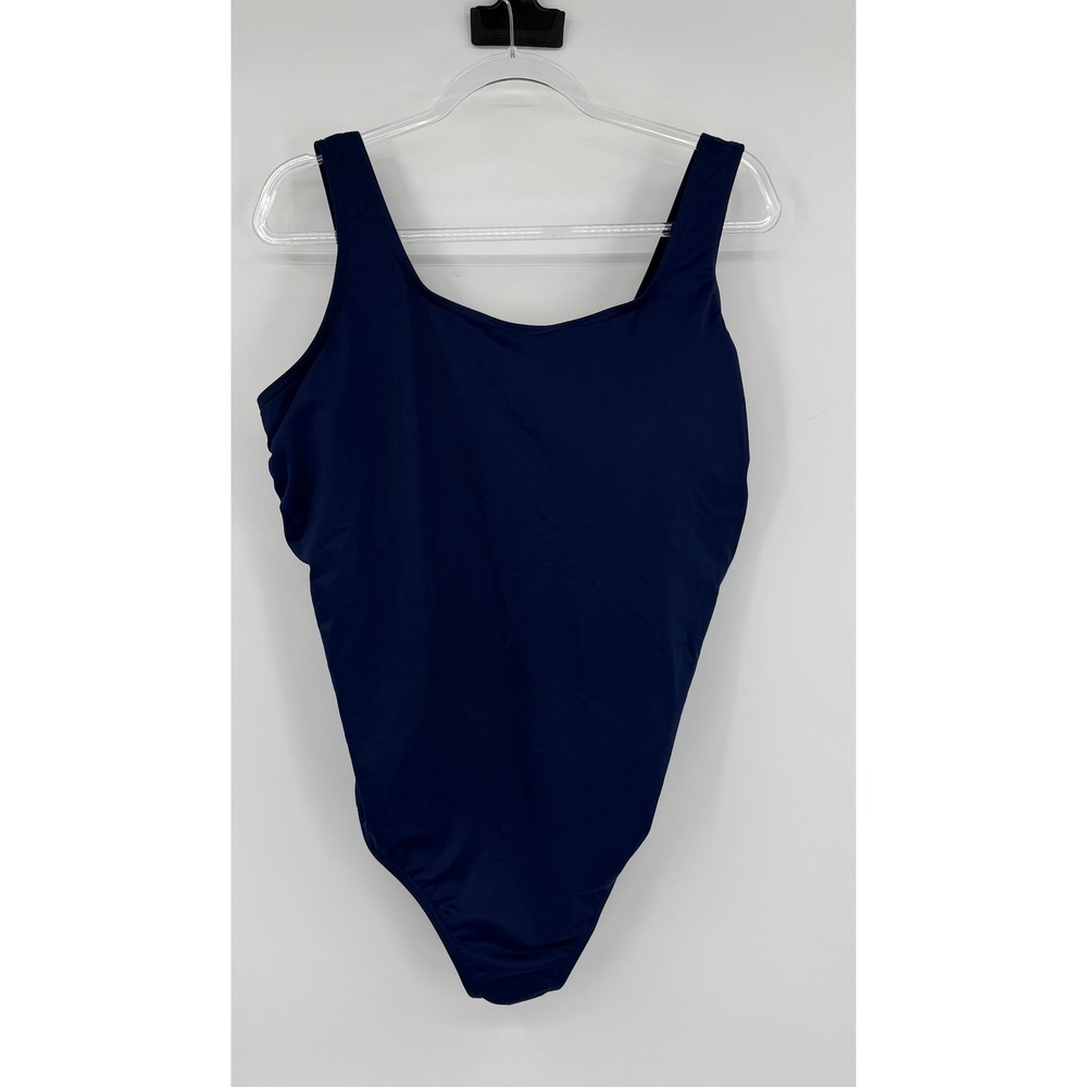 Lands End Womens 20W Navy Blue Scoop Neck One Piece Swimsuit Soft Cup Plus Size